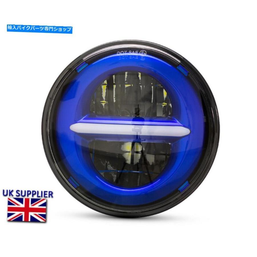 ヘッドライト バイクヘッドライトインサートプロジェクター5.75 \"ブルーLED昼間のランニングライト Motorbike Headlight Insert Projector 5.75\"" Blue"