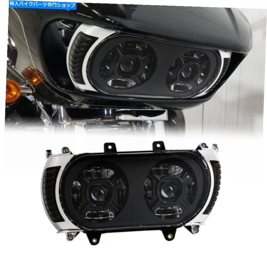 ヘッドライト ハーレーロードグライド2015-2019のためのデュアルLEDヘッドライトアセンブリ側の信号フィット Dual LED Headlight Assembly Side Turn