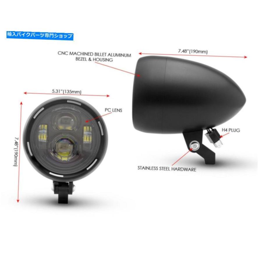 ヘッドライト モーターバイクヘッドライトLEDプロジェクターステルスカスタムチョッパースポーツスターダイナソフト Motorbike Headlight LED Projectの画像