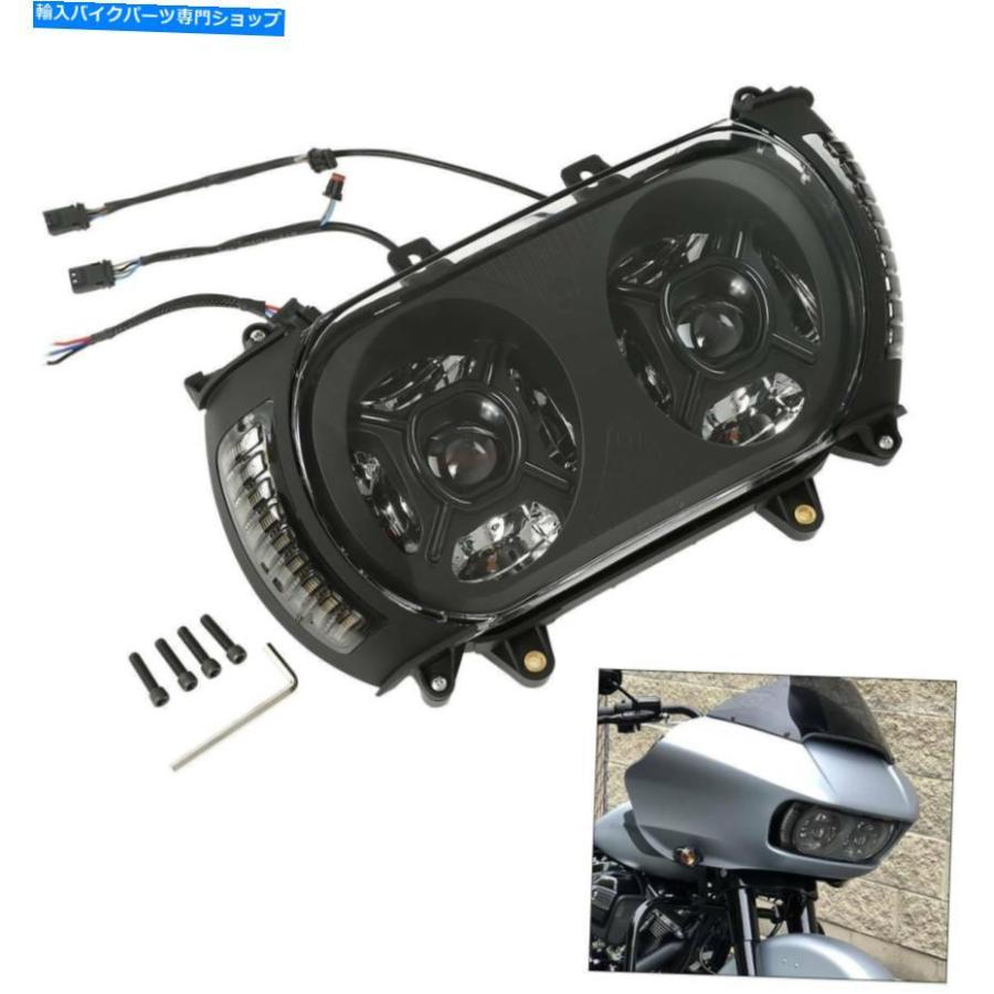 ヘッドライト ハーレーロードグライドのためのデュアルLEDヘッドライトサイドマーカーターンシグナルフィット15-19 18 17 Dual LED Headlight Side Ma