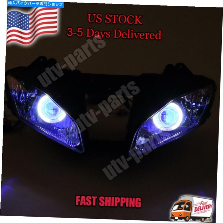前照灯 FAフロントヘッドライトブルーエンジェルアイフィットYAMAHA 2006-2007 YZF R6 Q014 FA Front Headlight Blue Angel Eye Fit for Yamaha 自動車-その他ライト