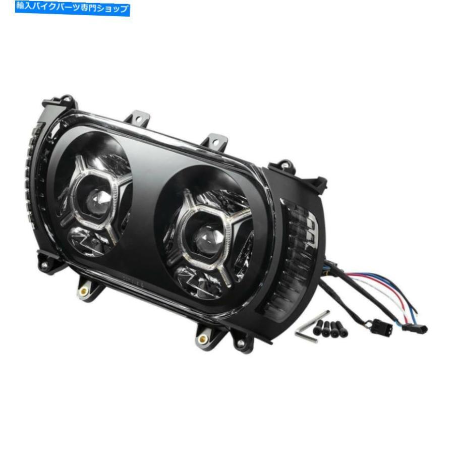 ヘッドライト フロントLEDヘッドライトアセンブリW /サイドライトフィットハーレーロードグライドFLTRX 15-19 Front LED Headlight Assembly W/ Sideの画像