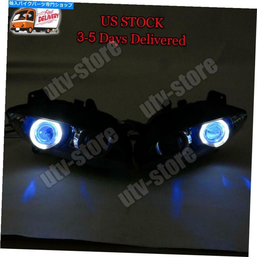 ヘッドライト MFフロントヘッドライトブルーエンジェルアイフィットヤマハ2004-2006 YZF R1 D013 MF Front Headlight Blue Angel Eye Fit for Yamaha