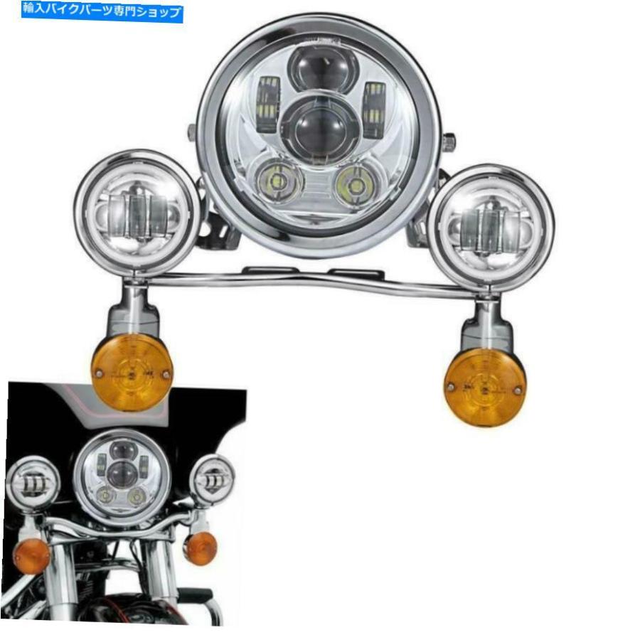 ヘッドライト 5.75 \"ユニバーサルLEDオートバイヘッドライトターン信号駆動のライトバーを渡す 5.75\" Universal LED Motorcycle Headlight Turn Signa