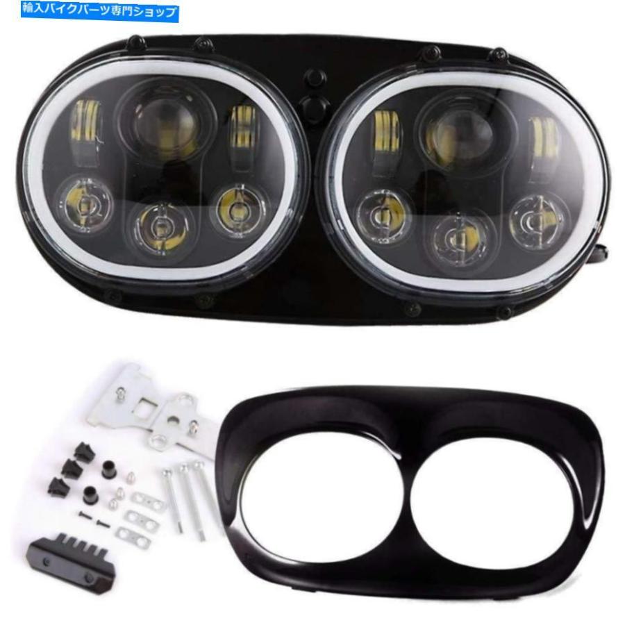ヘッドライト イーグルライトハローロードグライドLEDブラックヘッドライト変換キットハーリー Eagle Lights Halo Road Glide LED Black Headlight Co