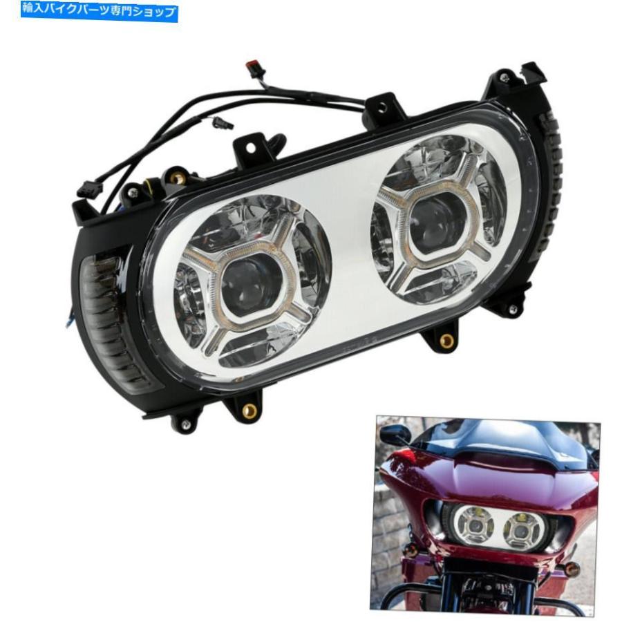 ヘッドライト ハーレーロードグライド15-19のためのサイドライトフィットのデュアルLEDヘッドライトランプアセンブリ Dual LED Headlight Lamp Assemb