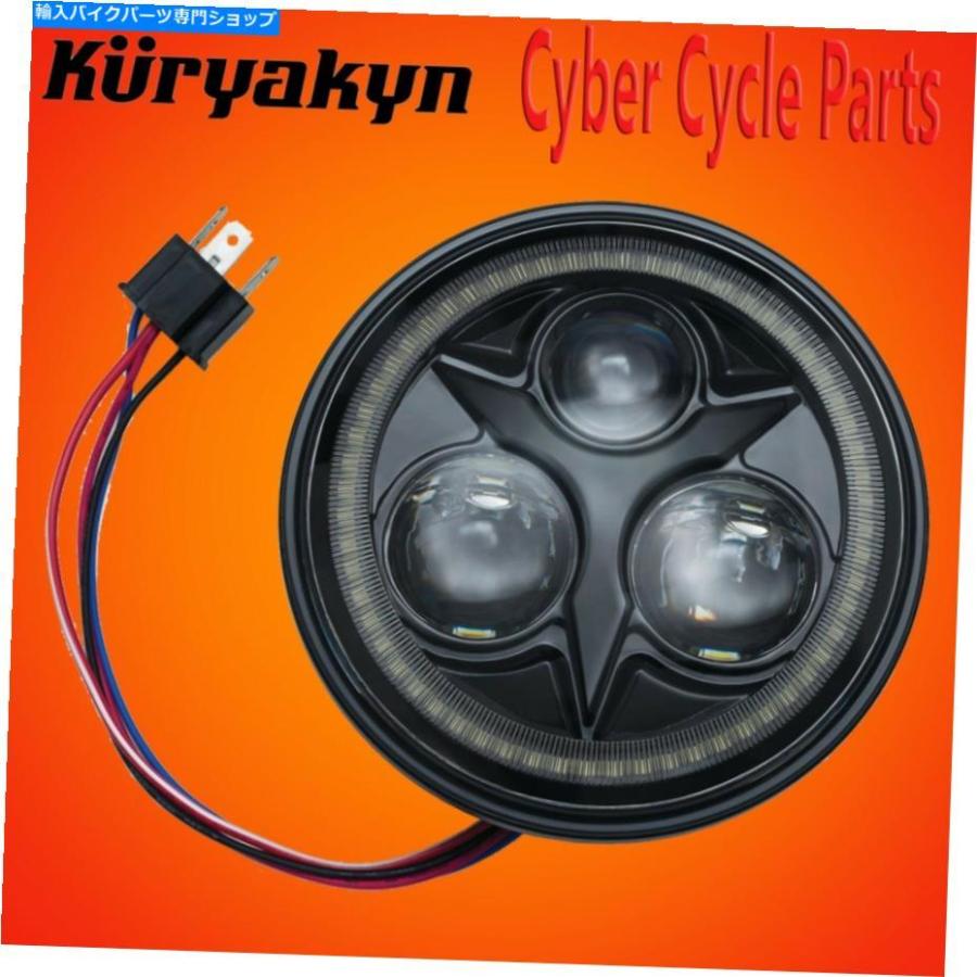 前照灯 クレアキンブラック鉄道線路視力5 3/4 \"LED前照灯2462 Kuryakyn Black Orbit Vision 5 3/4\"" LED Headlight 2462" その他ライト-ライト、レンズ