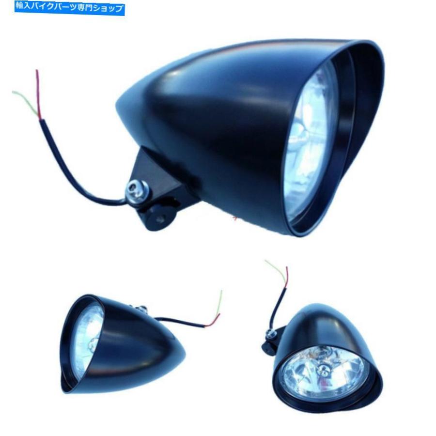 ヘッドライト チョッパーブラック6 \"のためのオートバイの弾丸クロムヘッドライトライト Motorcycle Bullet Chrome Headlight Light For Choppers Bla"