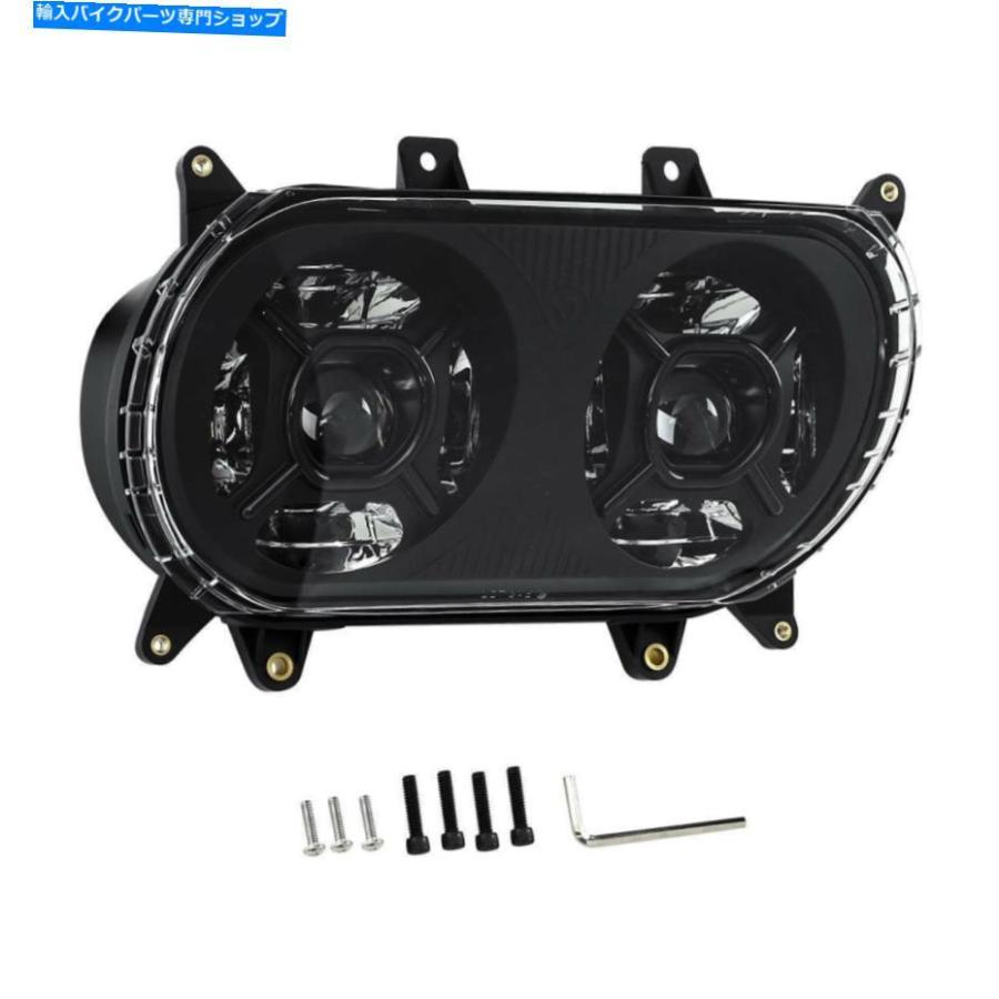 ヘッドライト 前面LEDデュアルヘッドライトランププロジェクターフィットハーレーロードグライドFltrx 15-20 19 Front LED Dual Headlight Lamp Projeの画像
