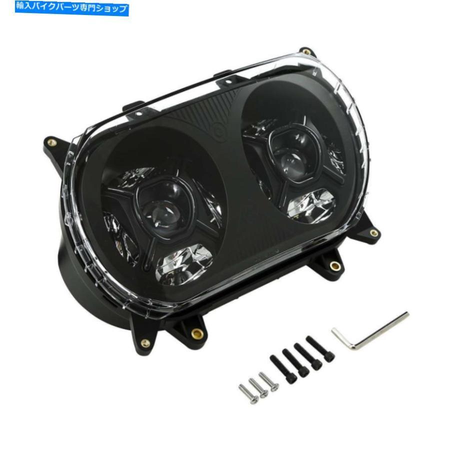 ヘッドライト 前面LEDデュアルヘッドライトランププロジェクターフィットハーレーロードグライドFltrx 15-20 19 Front LED Dual Headlight Lamp Projeの画像