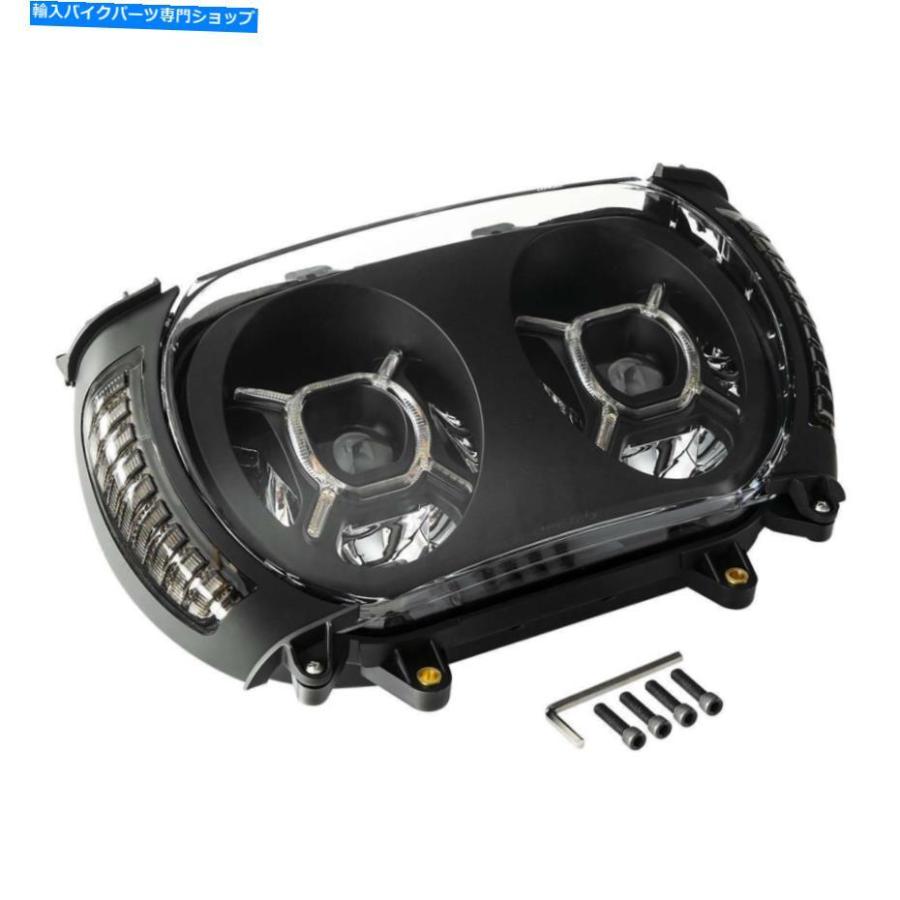ヘッドライト ハーレーツーリングロードグライド15-19のためのサイドライトのLEDデュアルヘッドライトアセンブリ LED Dual Headlight Assembly w/ Sid