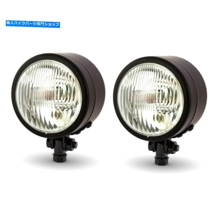 ヘッドライト カスタムプロジェクトのためのバイクヘッドライト - ペア - 4 1/2 \"12V 55Wマットブラック Motorbike Headlights for Custom Project -"