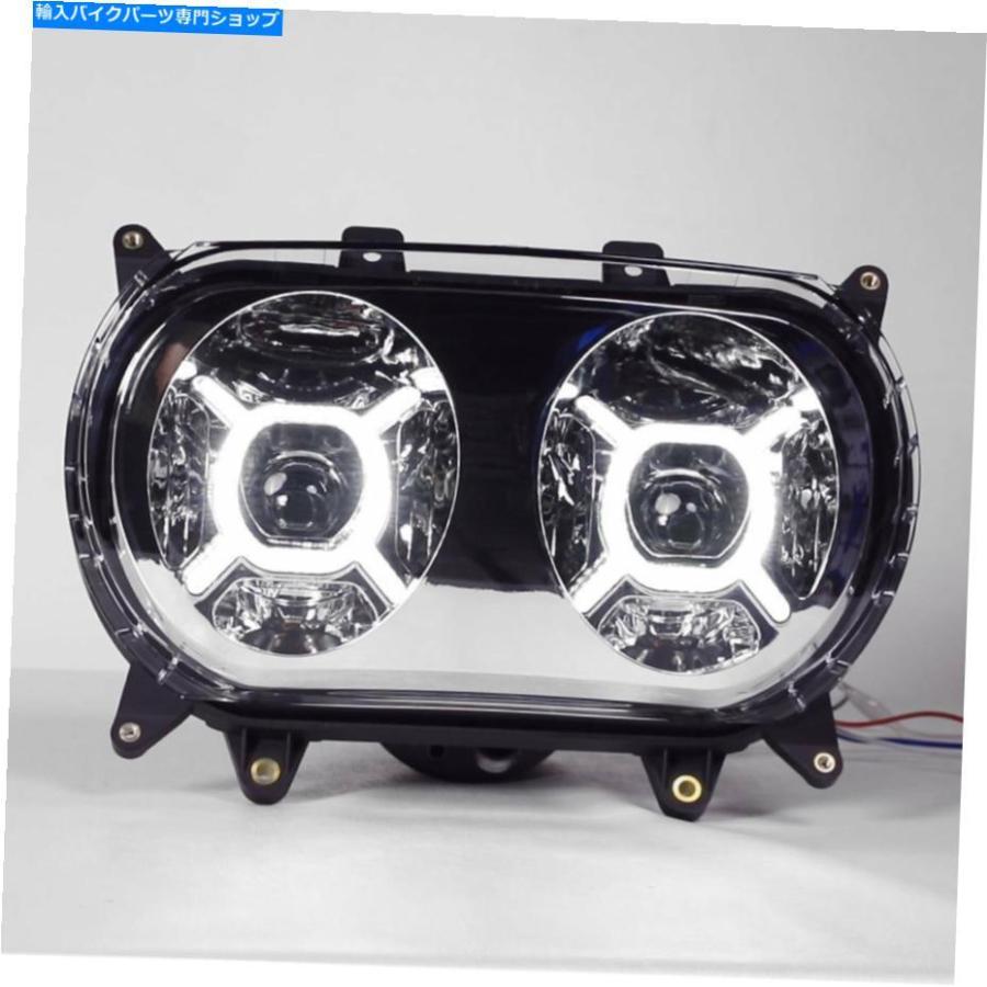ヘッドライト Harley Road Glide Fltrx 15-20のためのクロムデュアルLEDヘッドライトランププロジェクターフィット Chrome Dual LED Headlight Lamp Pの画像