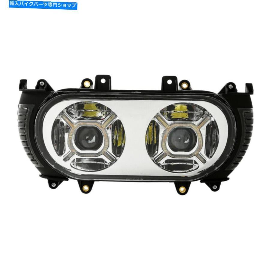 ヘッドライト ハーレーロードグライド15-19のためのフロントデュアルLEDヘッドライトアセンブリサイドライトフィット Front Dual LED Headlight Assemの画像