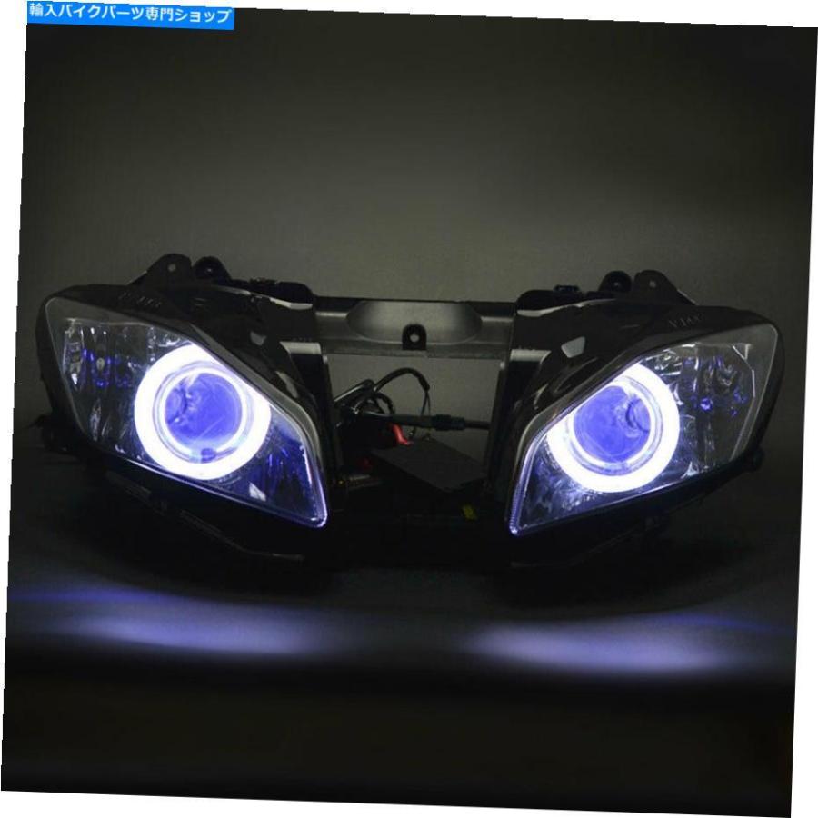 ヘッドライト ヤマハYZF R6 08-15のためのブルーデモンホワイトエンジェルアイヘッドライトプロジェクターHIDランプ Blue Demon White Angel Eye Head