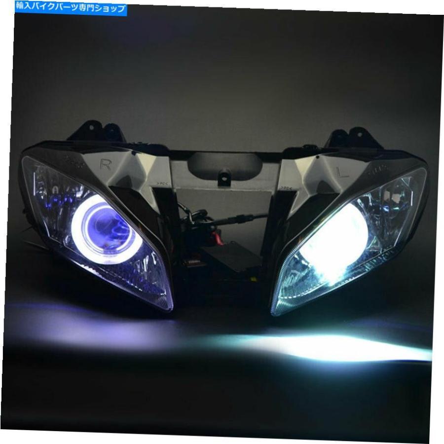 ヘッドライト ヤマハYZF R6 08-15のためのブルーデモンホワイトエンジェルアイヘッドライトプロジェクターHIDランプ Blue Demon White Angel Eye Headの画像