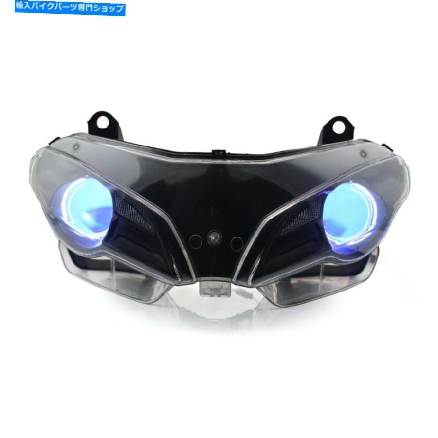 前照灯 KT LED Angel Eye Hid Headlight協議会用Ducati Superbike 848 2008 2013 Blue KT LED Angel Eye HID Headlight Assembly for Ducat 車、バイク、自転車-ライト、レンズ-その他ライト