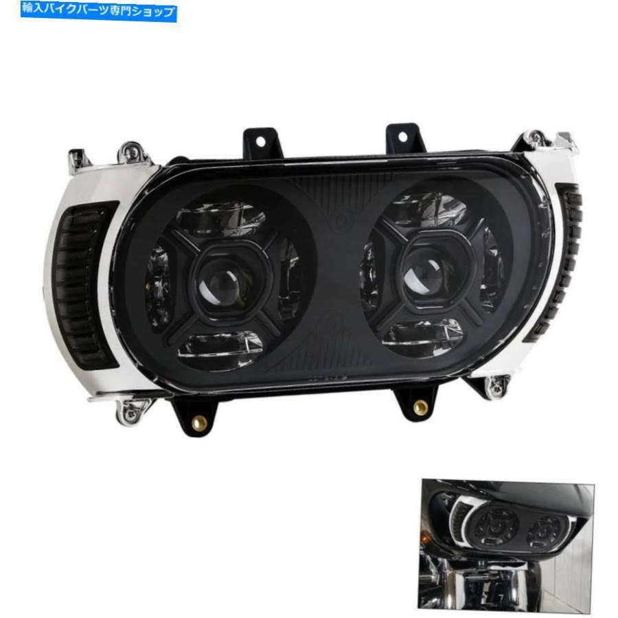 ヘッドライト ハーレーロードグライド15-19のためのLEDデュアルヘッドライトアセンブリ側マーカーターンシグナル LED Dual Headlight Assembly Side Mの画像