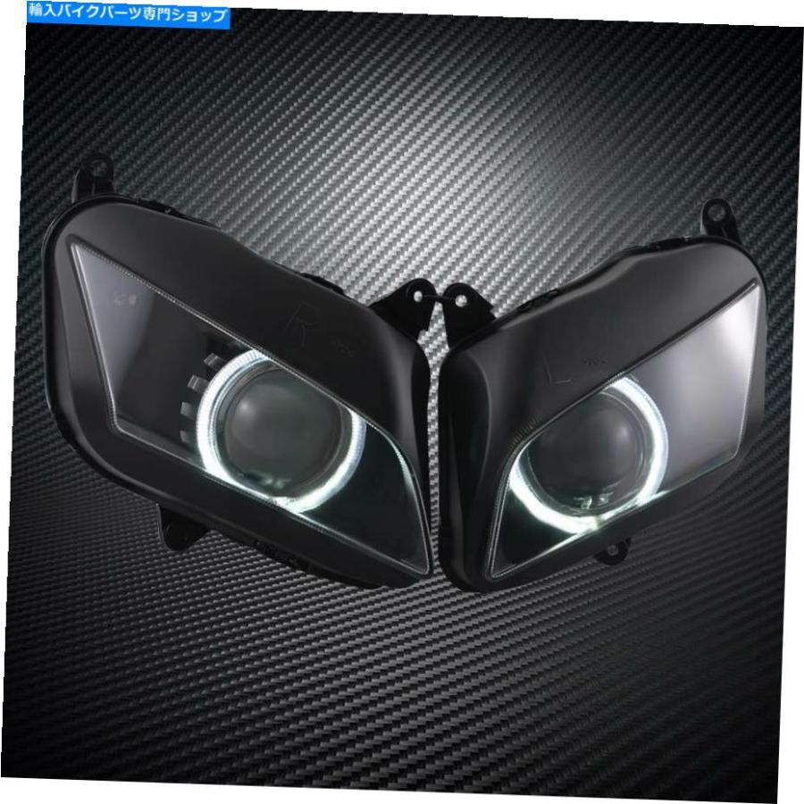 ヘッドライト ホワイトエンジェルアイヘッドライトプロジェクターアセンブリヘッドランプCBR600RR 2007-12 White Angel Eye Headlight Projector Asseの画像