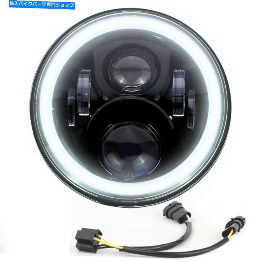 前照灯 鷲ともし火時人II 7inLED前照灯が真っ白い月暈輪っかとデュアル... Eagle Lights Generation II 7 inch LED Headlight With 自動車-車、バイク、自転車