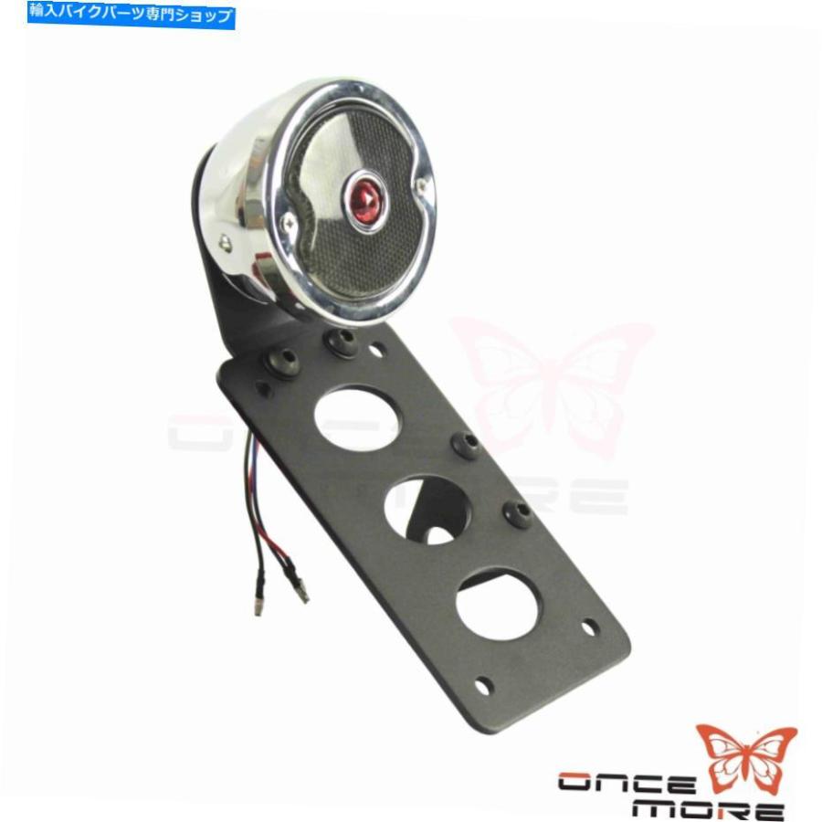 テールライト ハーレーソフトダイナのための背面サイドマウントライセンスプレートブラケットタレライトクローム Rear Side Mount License Plate Brac_1