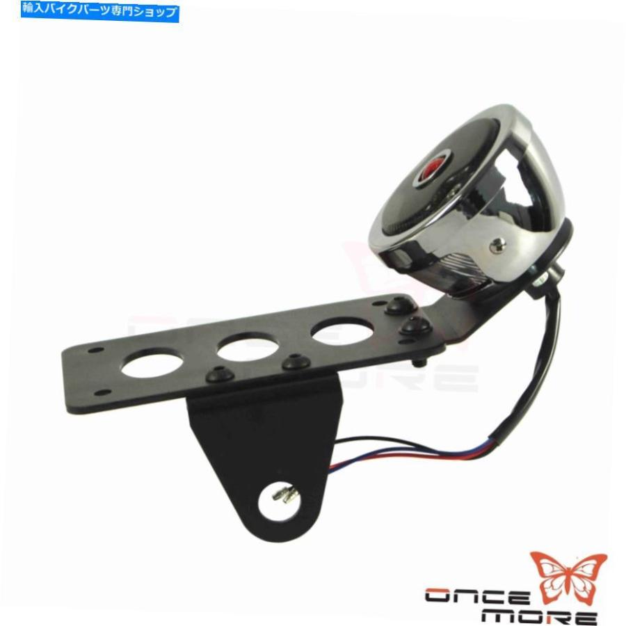 テールライト ハーレーソフトダイナのための背面サイドマウントライセンスプレートブラケットタレライトクローム Rear Side Mount License Plate Brac_2