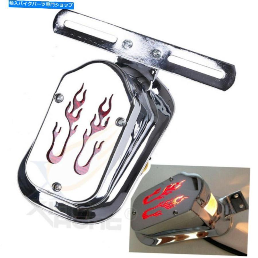 テールライト ハリーダビッドソンのためのオートバイクロム赤炎ブレーキテールライト信号 Motorcycle Chrome Red Flame Brake Tail Light Signal For