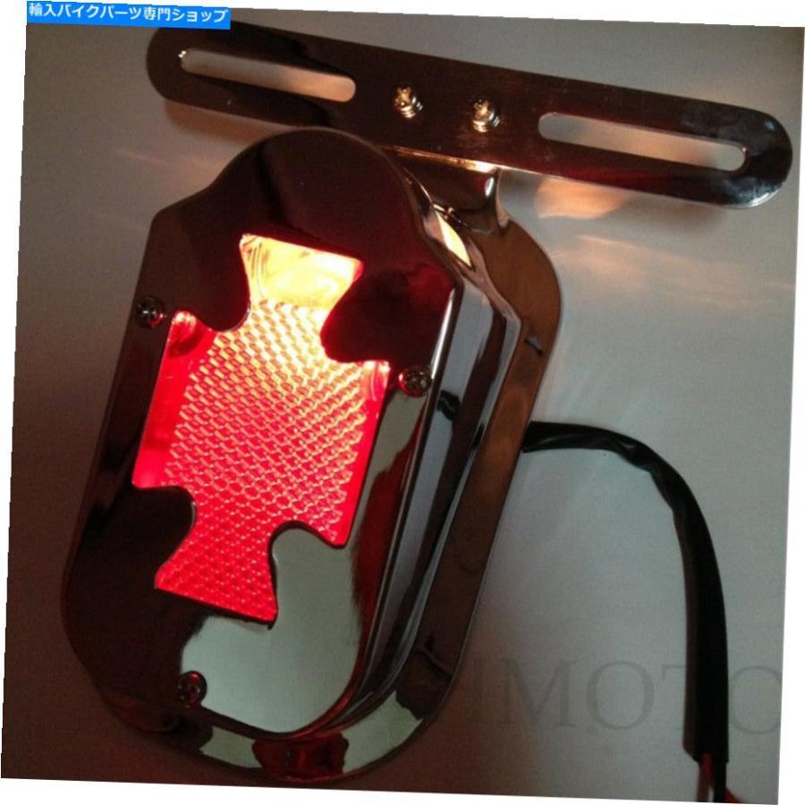 テールライト ハリースプリンガービッグツインVロッドのためのクロム化墓石の赤いブレーキテールライト信号 Chromed tombstone Red Brake Tail Light