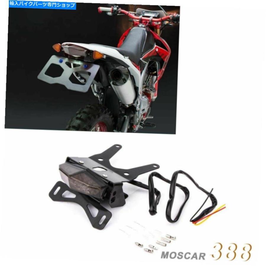 テールランプ ホンダCRF250Lスモークブラックの利巧のLEDテールライトライセンスプレートホルダーフラッシャーフィット LED Tail Light License Plate バイク-車、バイク、自転車-ライト、レンズ
