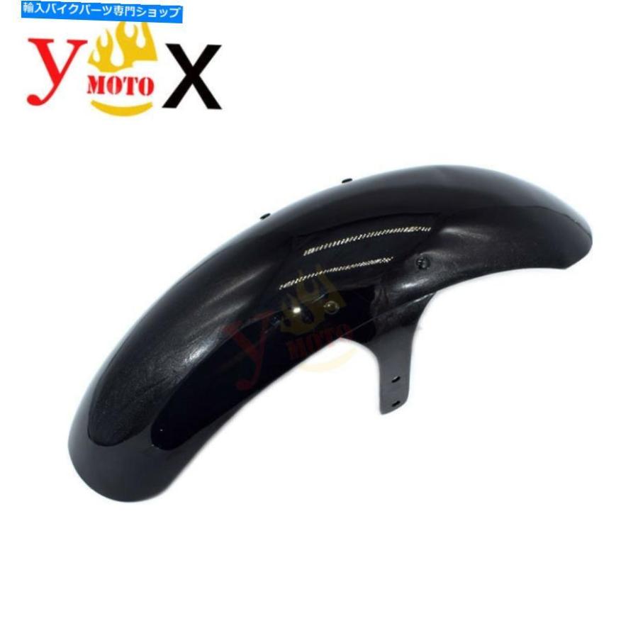 Front Fender Harley Dyna 08-17のためのブラックオートバイの鋼鉄フロントフェンダー泥ガード Refit 16\" Black Motorcycle Steel Front Fender Mud G