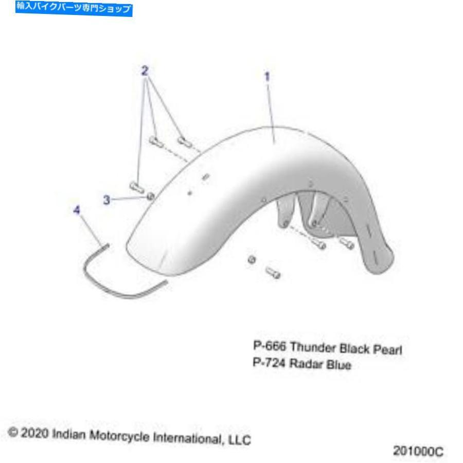 Front Fender インドのオートバイのフェンダーアセンブリ、フロント、穴、黒真珠 Indian Motorcycle Fender Assembly, Front, Holes, Black Pearl