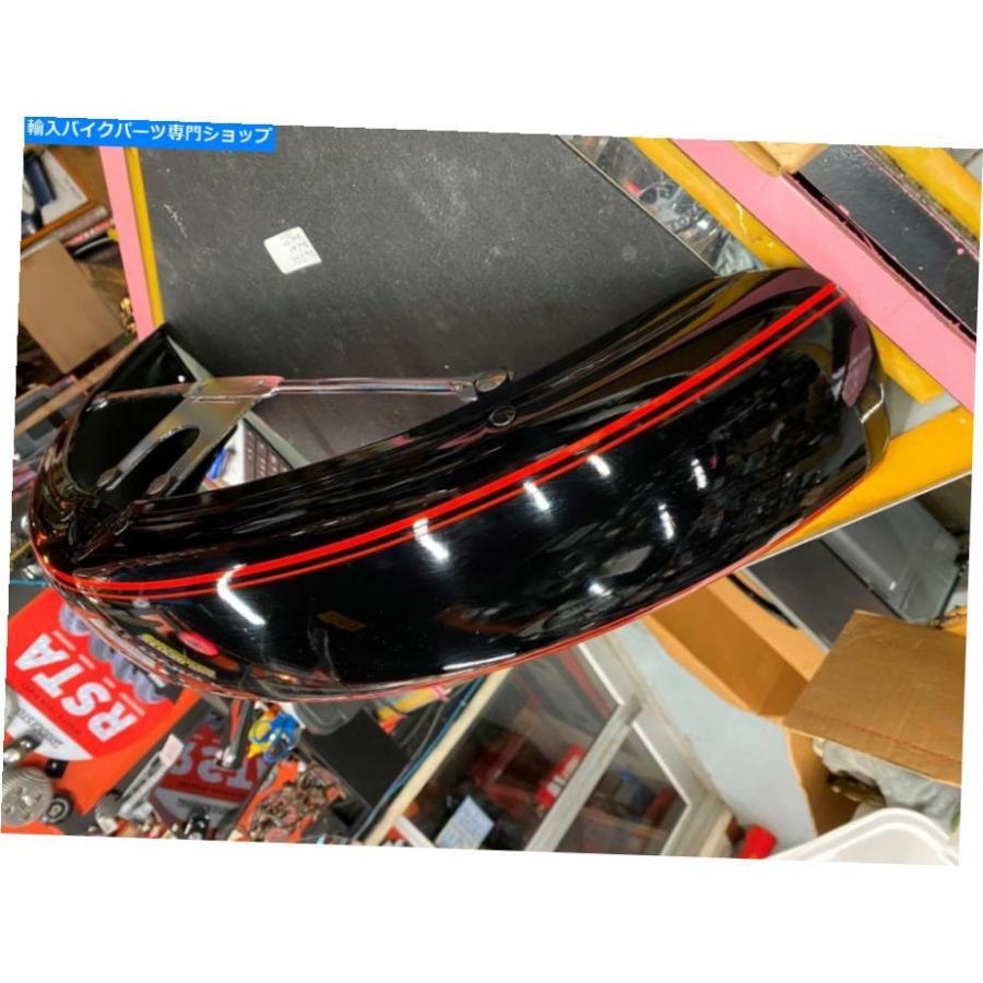 Front Fender ノースフロントフェンダーハーリーシャベルヘッドFX OEMオリジナルペイントブラックレッドピンアイアンヘッド NOS Front Fender Harleyの画像