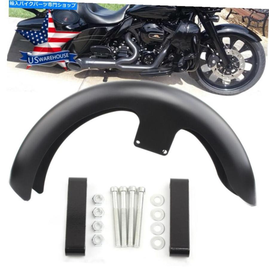 Front Fender Matt Black 21 \"ハーレーカスタムバッグのフロントフェンダーの周りをラップする Matt Black 21\" Wrap Around Front Fender For Harley