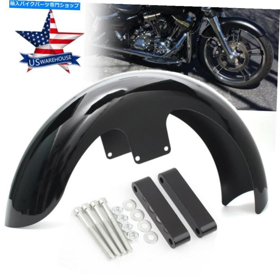 Front Fender 21 \"ハーレーのためのフロントホイールのフェンダー光沢の黒いブラック 21\" Wrap Front Wheel Fender Gloss Black For Harley Touring E