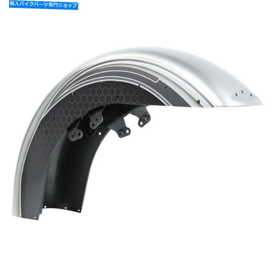 Front Fender CVOストリートロードグライド18シルバー/ブラックハニカムフェード14-21 Front Fender Fit For CVO Street Road Glide 18 Silver/Black_1