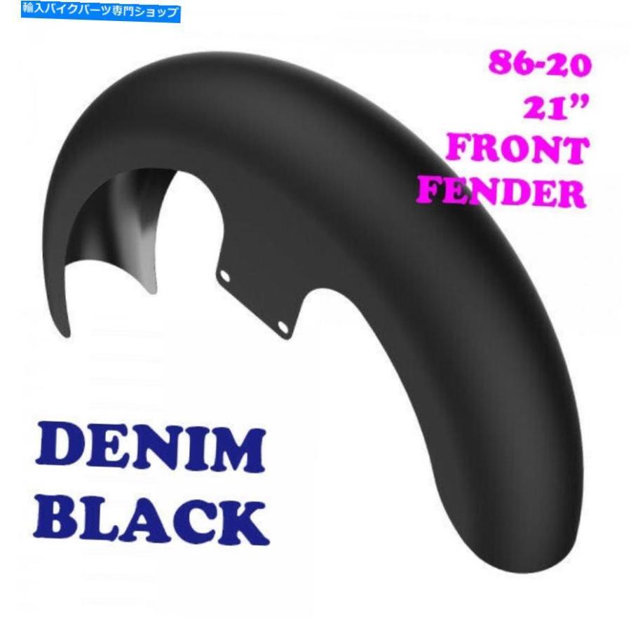 Front Fender デニムブラック21 \"ラッパーハガフロントフェンダーフィット86-20ハーリーフランツーリング Denim Black 21\" Reveal Wrapper Hugger Fro