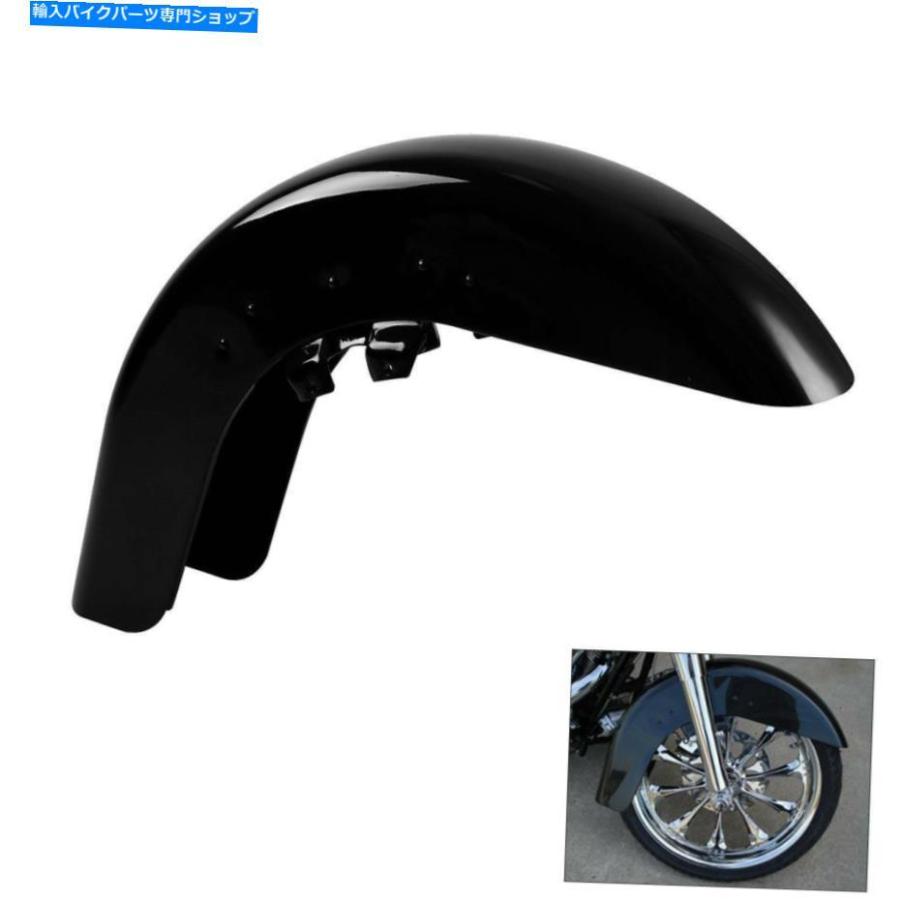 Front Fender ハーレーツーリングストリートグライドロードグライド89-13のための塗られた黒いフロントフェンダーフィット Painted Black Front Fende