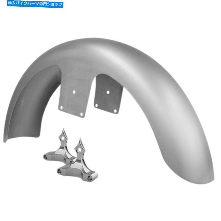 Front Fender RC部品フロント26インチフェンダースタンプスチールキットW /クロムブラケットハーレー94-13 RC Components Front 26\" Fender Stamped Sの画像