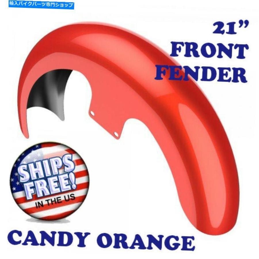 Front Fender Advanblack Candy Orange 21 \"86-20ハーリーのラッパーハガフロントフェンダー Advanblack Candy Orange 21\" Reveal Wrapper Hugger Fro