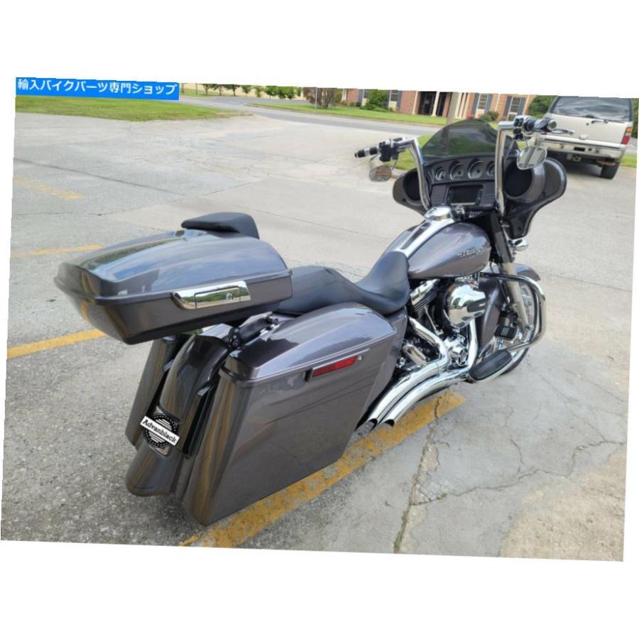 Rear Fender チャコールパールなしカットアウト支配者延伸リアフェンダーピンストライプ14+ハーレー Charcoal Pearl No Cutout Dominator Stretched R