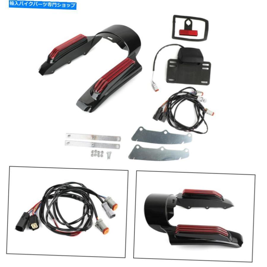 Rear Fender リアフェンダーLEDライトフィットハーレーツーリングロードキングフリルストリートグライドレッド Rear Fender LED Light fit for Harley