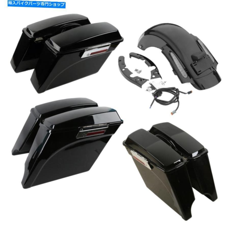 Rear Fender 塗られたサドルバッグLEDリアフェンダーフィットハーレーロードストリートエレクトラグライド09-13 Painted Saddlebag LED Rear Fender F