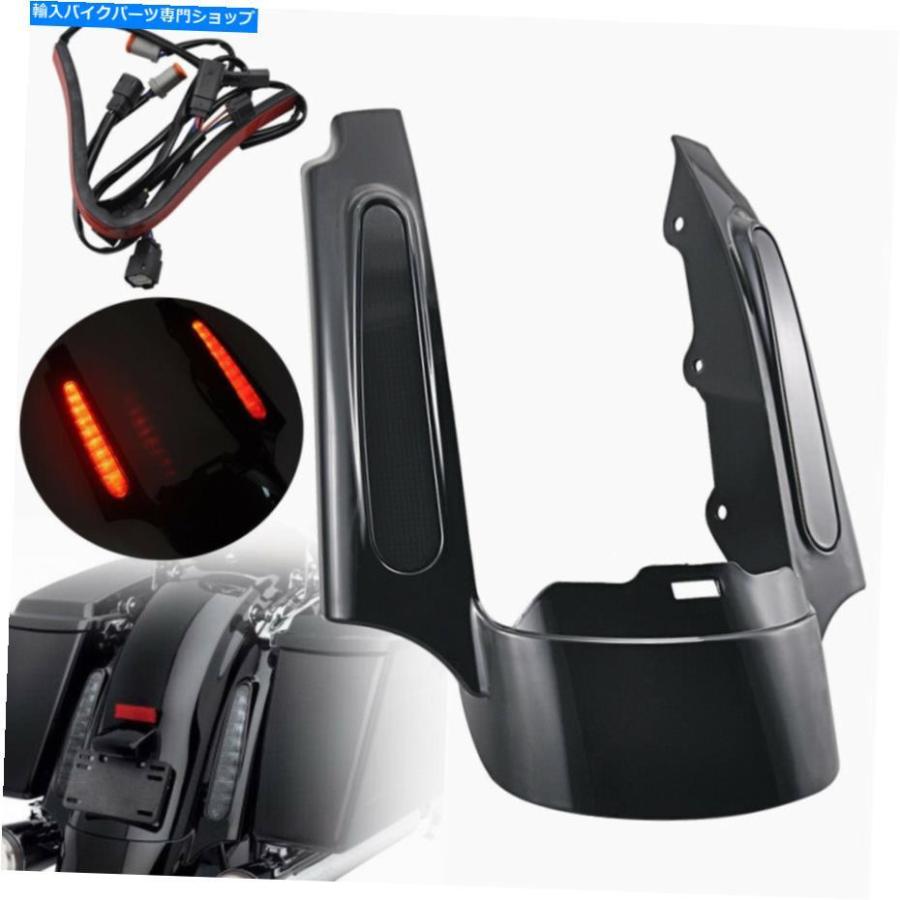 Rear Fender リアフェンダーの延長筋膜セットスモークレンズLEDのハーレーエレクトログライド09-2013 Rear Fender Extension Fascia Set Smoke Lens L