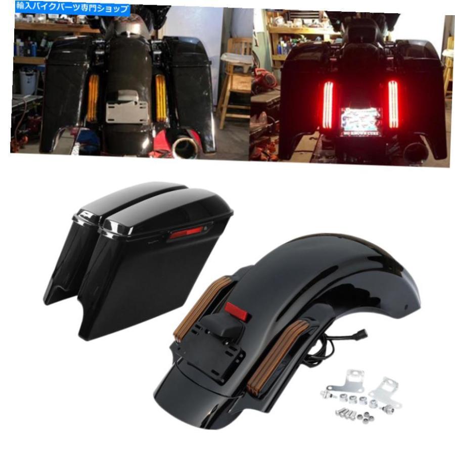 Rear Fender 5 \"サドル御徒面子＆リアフェンダーフィット＆ハーレーCVOツーリングロードキンググライド14-20黒いこと 5\"" Saddlebag \u0026Rear Fender Fit Fo" 外装パーツ-車、バイク、自転車-フロントフェンダー