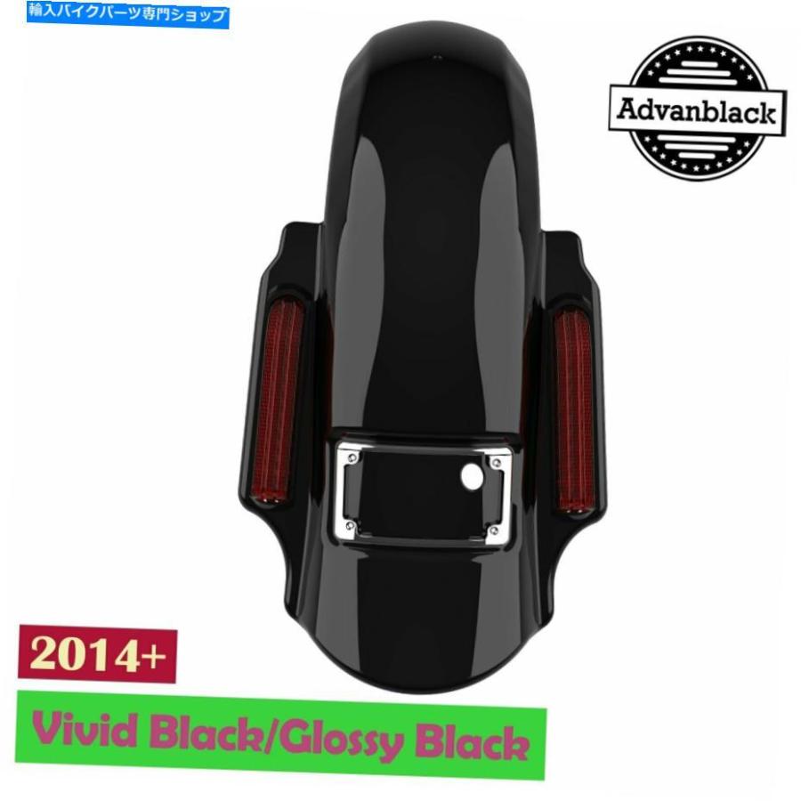 Rear Fender 2014+ハーリーのためのAdvan Vivid Black Dominatorストレッチリアフェンダーピンストライプ Advan Vivid Black Dominator Stretched Rea