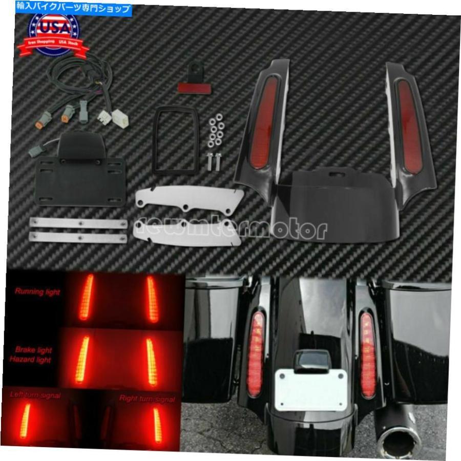 Rear Fender リアフェンダー延長ファシアターンシグナルレッドフィット2009-2013 Rear Fender Extension Fascia Turn Signal Red Fit For Harley Tour