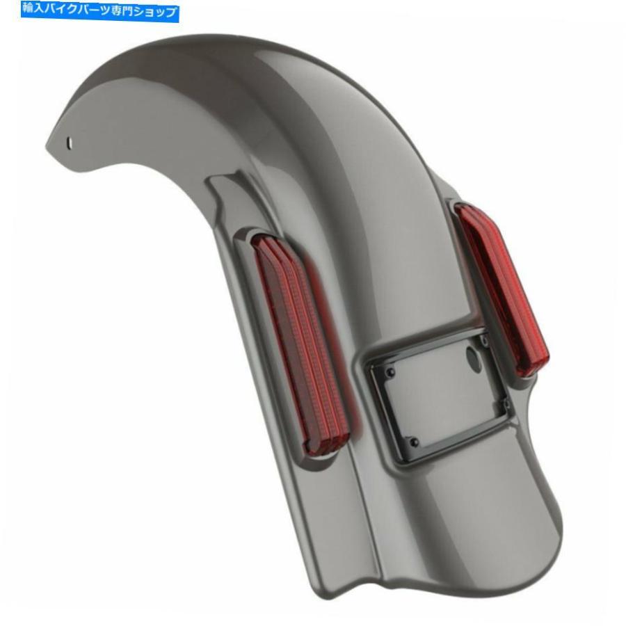Rear Fender ビレットシルバー2への1つの支配的なリアフェンダーフィット14+ハーレーツーリング Billet Silver 2 into 1 Dominator Stretched Rear Fe