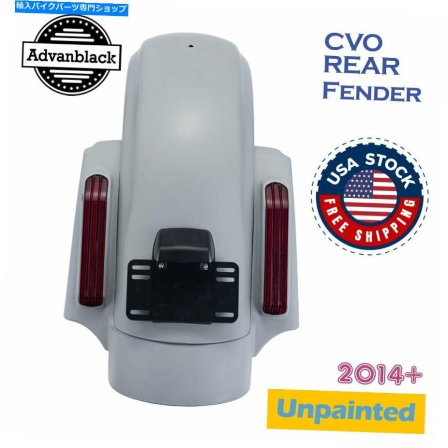Rear Fender AdvanBlack Unpented CVOスタイルリアフェンダーシステムフィットハーレーツーリング2014+ Advanblack Unpainted CVO Style Rear Fender 外装パーツ-バイク