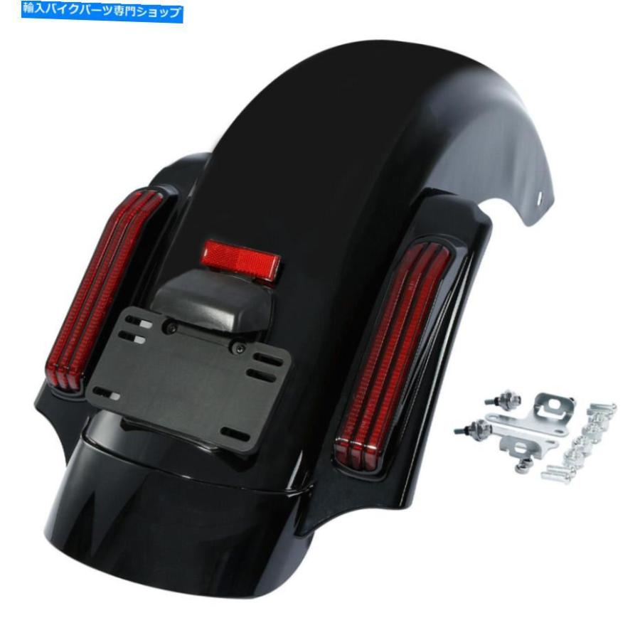 Rear Fender リアフェンダーシステムはハーレーツーリングロードキングフリル2014-2021の利益の真っ赤ともし火相応うを導きました Rear Fender System L フロントフェンダー-車、バイク、自転車