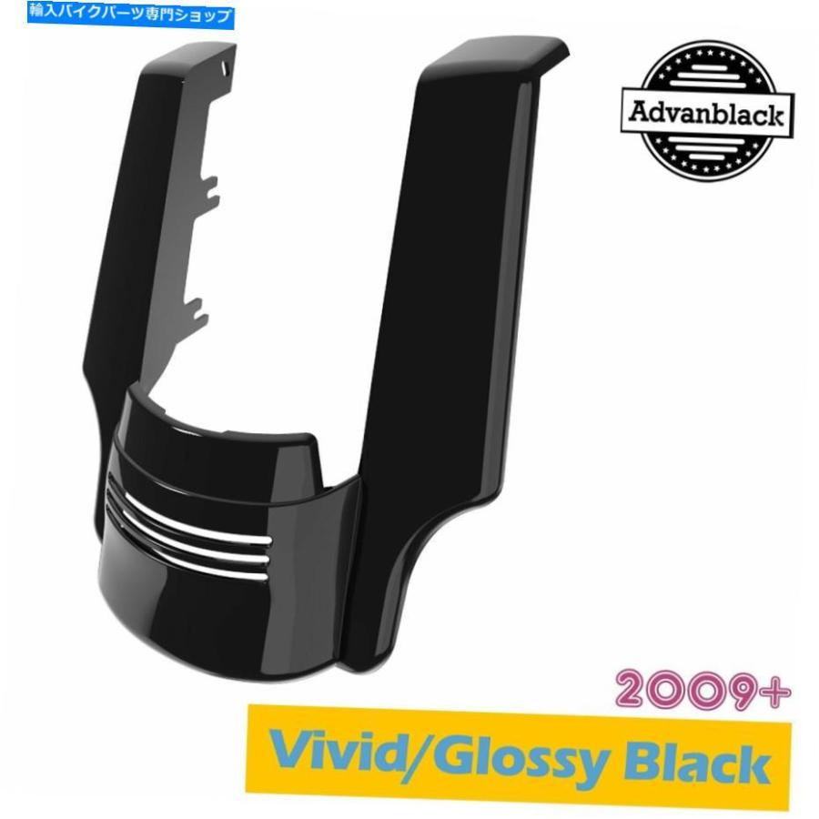 Rear Fender 2009+ハーレーツーリングのためのデュアルカットアウト鮮やかな黒伸張リアフェンダー拡張 Dual Cutout Vivid Black Stretched Rear Fende